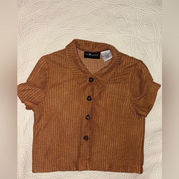 Sag Harbor Brown Knit Top Size 8 petite - Picture 4 of 6